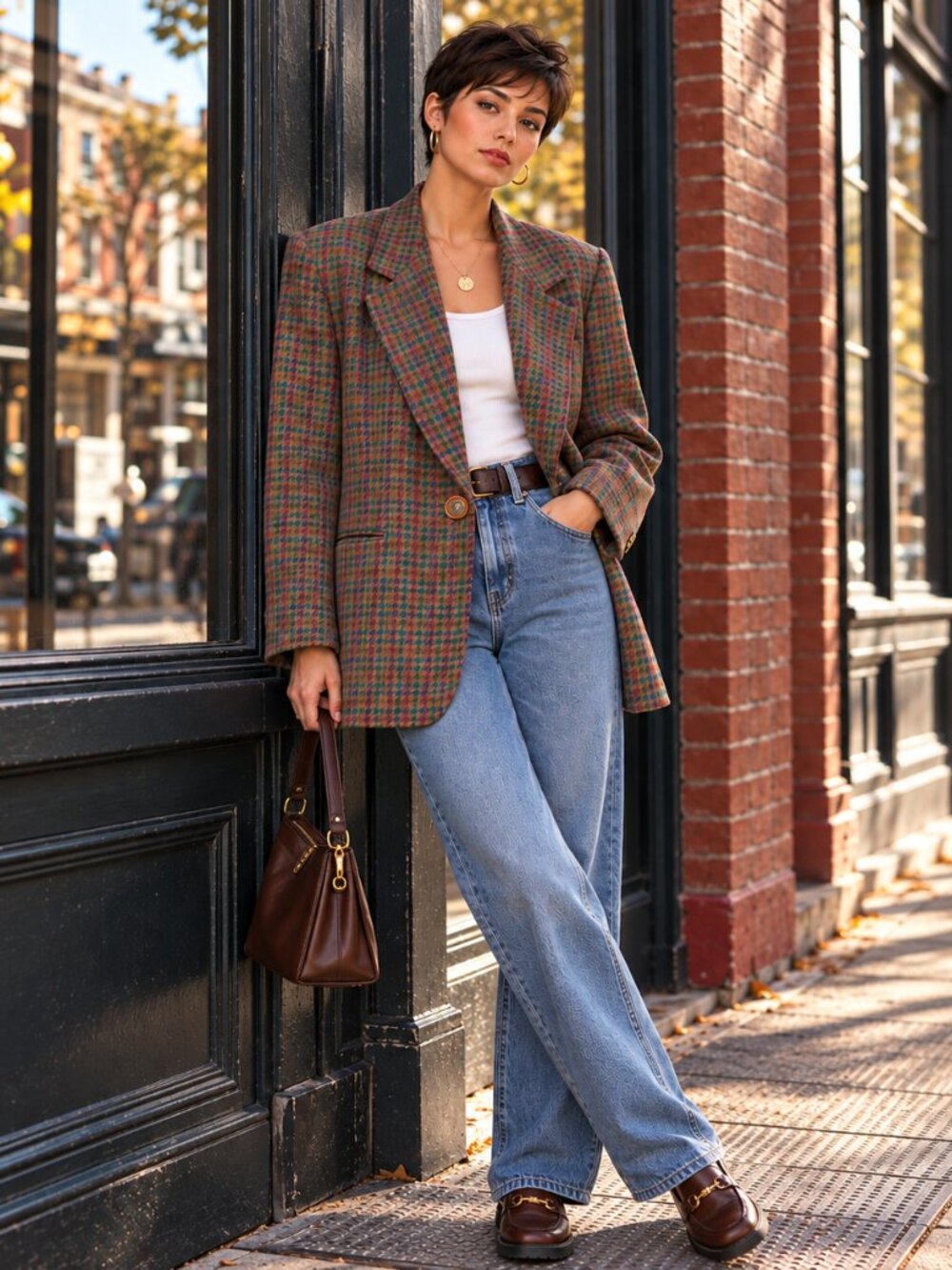 Vintage Sag Harbor Size 16 Wool Blend Plaid Blazer 90s